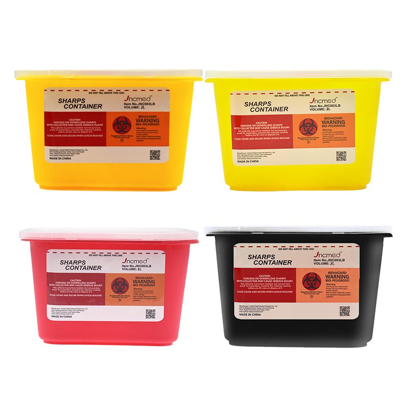 JCMED 2L Yellow Smooth Lid Disposable Medical Waste Bin Sharps Container